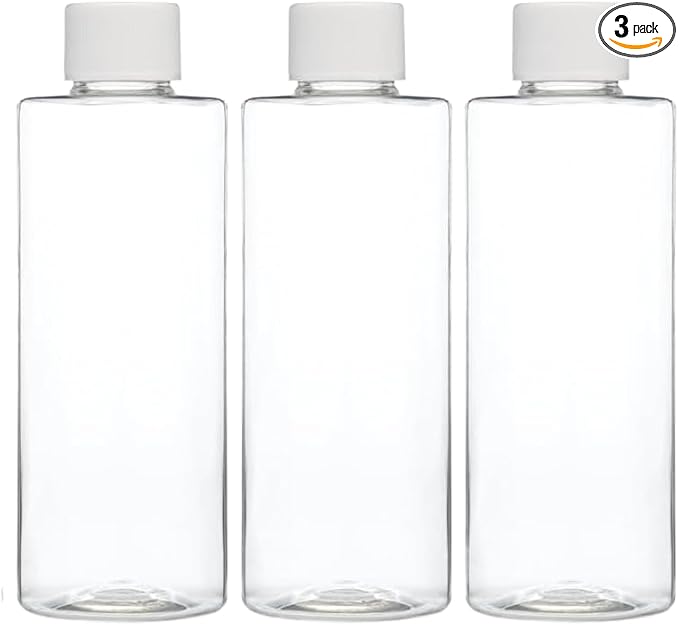 Cadet Home Solutions Refillable Clear Bottles (Plastic Screw-Top 3pack 4oz bottles) for Travel, School, Home or Office