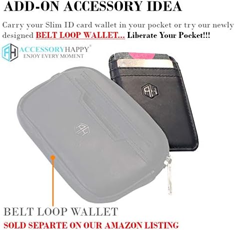 AH Mens Slim Wallet, Minimalist Thin Front Pocket GENUINE Leather Credit Card Holder with RFID Blocking for Work Travel