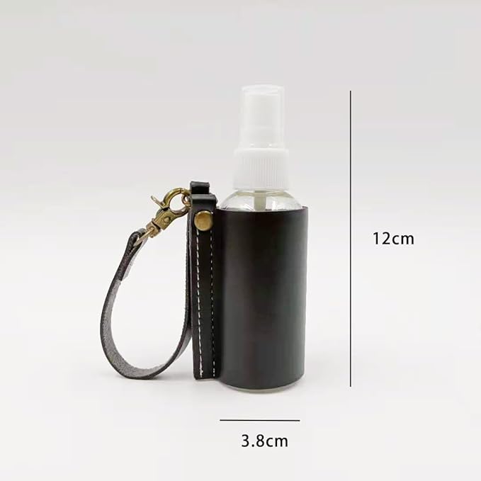 Disinfectant Holder - 60ml Sanitizing Spray Bottle Bag Holder - Belt Loops, Clip On Backpacks & Purses -(Reusable White Bottles) (Black Bottle Sleeve)