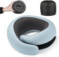 Travel Pillow, 100% Pure Memory Foam Neck Pillow for Airplanes, Comfortable Breathable Cover, Travel Essentials for Plane, Car, Train and Home, Blue