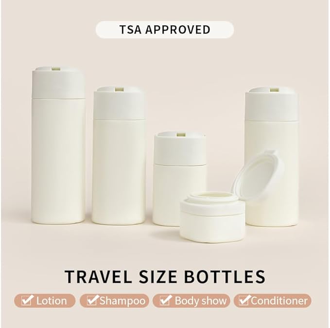 5 Pack Brief and Fashion Travel Bottles TSA Approved, BPA Free Travel Size Containers Refillable Squeeze Bottles for Cosmetic Shampoo Cream Conditioner … (Nordic Milk Blue)