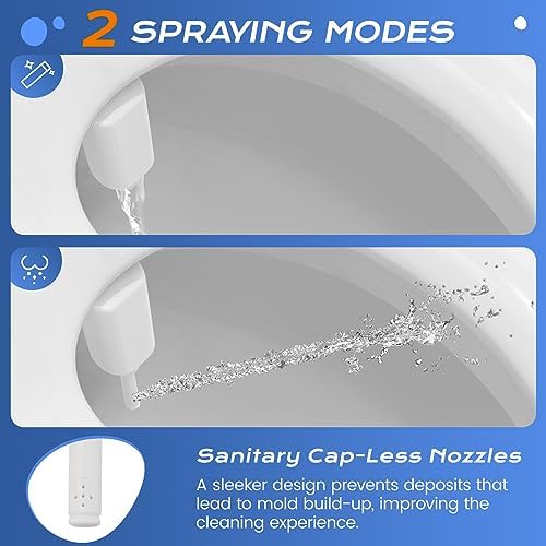SAMODRA Ultra-Slim Hygienic Bidets Attachment for Existing Toilets - Adjustable Fresh Water Pressure Self Cleaning Nozzle Easy to Install, Silver