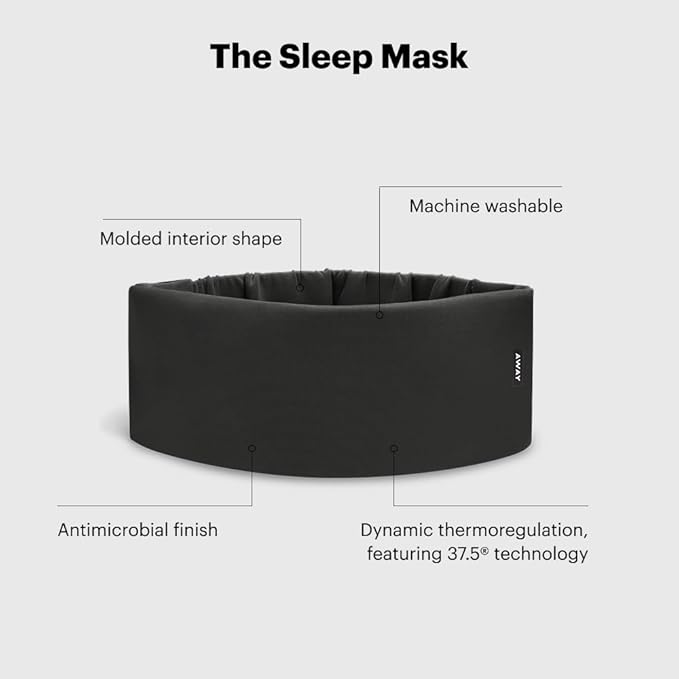 Away Sleep Mask - Premium Thermoregulating Eye Mask for Sleeping & Travel,100% Blackout, Soft, Contoured, Packable, Hidden Earplug Pocket, Navy Blue