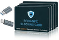 RFID Blocking Card, Debit Credit Card Protector RFID data blocker Card, Protects entire wallet, Anti-Theft Contactless RFID/NFC Blocker, with usb data blocker, (7-Pack)