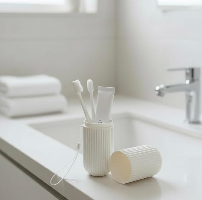 Julaé Travel Toothbrush Holder (2-Pack) – Hygienic Leak-Resistant Case with Rinse Cup – Portable Toothbrush Cover for Travel, Gym & School