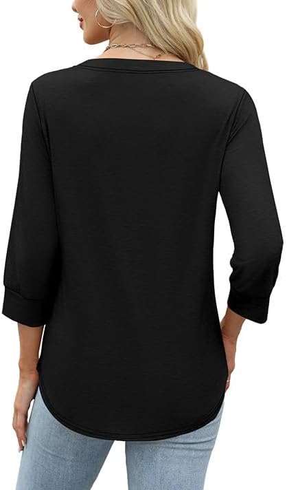 OFEEFAN Womens Tops 3/4 Sleeve Henley Shirts for Women Summer Outfits Fashion Clothing
