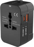 Universal Travel Adapter, PD20W International Power Adapter,1 Type-C & 1 USB-A Fast Charging Travel Charger, All in One Worldwide Wall Travel Plug Adapter, Outlet Power Plug Converter for EU UK USA AU