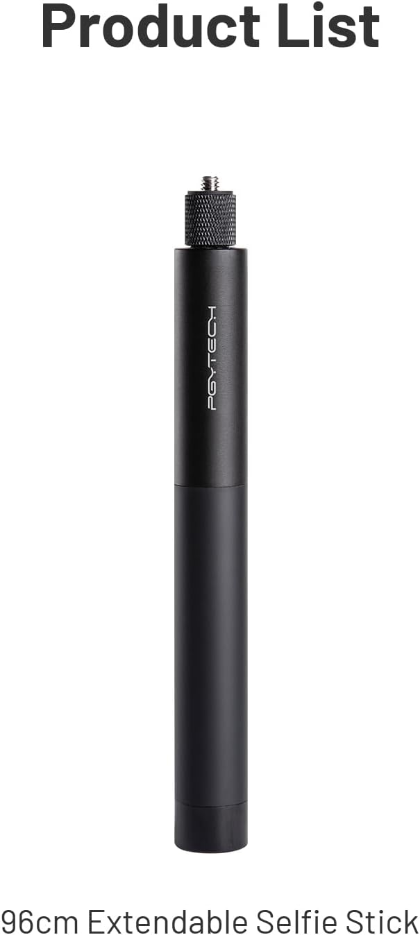 PGYTECH Extendable Selfie Stick (96cm/37.8in) Aluminum Long Pole Invisible for Insta360 X5, Extension Monopod for GoPro 13/12, DJI Pocket 4/3/Xtra Muse/Osmo 360/Action 6/5 Pro, Action Camera