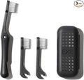 Minibox Folding Travel Toothbrush with Dual-Length Bristles & Case, Compact Mini Design for Business Trips, Camping, and Outdoor Activities, 1 Pack with 2 Extra Replaceable Brush Heads, Black