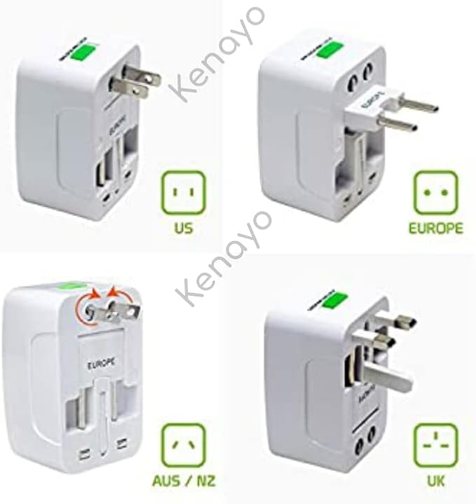 Worldwide Universal Power Adapter, All-in-One International Travel Plug Converter for USA, EU, UK, France, Italy, Australia, India - Portable Wall Charger Plug