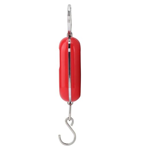 Mini Electronic Scale, Fish Weighing Scales Red Portable 25Kg/5G Hanging Scale Digital Pocket Key Chain Weight Hook Kitchen Food Weight Gauge Measuring Tools with Backlight for Home Farm Market