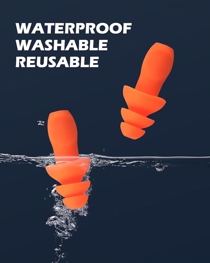 10 Pairs Corded Silicone Ear Plugs - with Plastic Carry Cases - Reusable Noise Cancelling Earplugs for Hearing Protection - Shooting Range Noise Reduction, Construction Work, Hunting Ear Protection