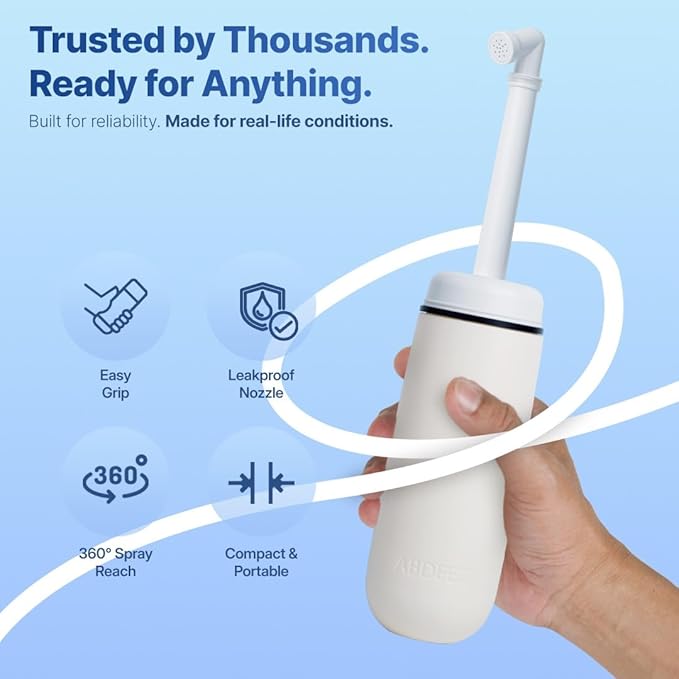 Portable Bidet for Travel & Toilet Hygiene | Handheld Peri Bottle for Women & Men | (12.84oz/380ml) Leakproof, Collapsible & Expandable Travel Bidet | Ideal for Postpartum, Camping & Personal Hygiene