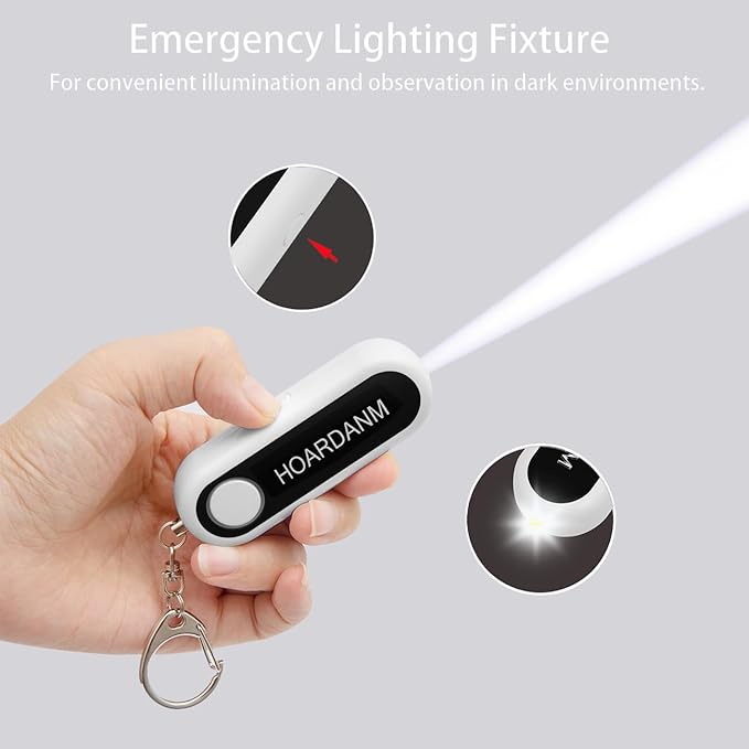 Personal Alarm for Women, Girls Simple Personal Safety Alarm, Extra LED Strobe Light, Safety Self Defense Keychain, Loud Horns & Siren (White).