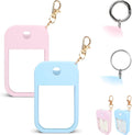 2 PCS Soft Silicone Case for Touchland Power Mist (1FL. OZ./30 mL), Protective and Stylish Case with Keychain Compatible with Touchland Hand Sanitizer Spray (Pink/Blue)