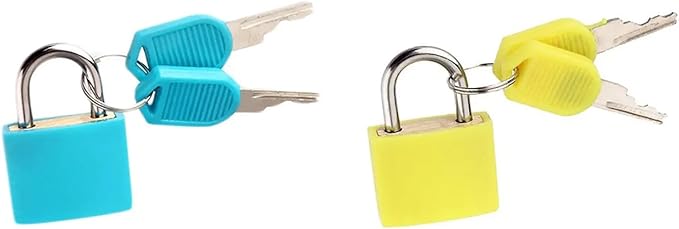 2 Pack TSA Approved Luggage Locks - Suitcase Padlocks with Keys, Travel Baggage Locks for School Gym Lockers, Laptop Bags & Outdoor Gear (Sky Blue + Yellow)