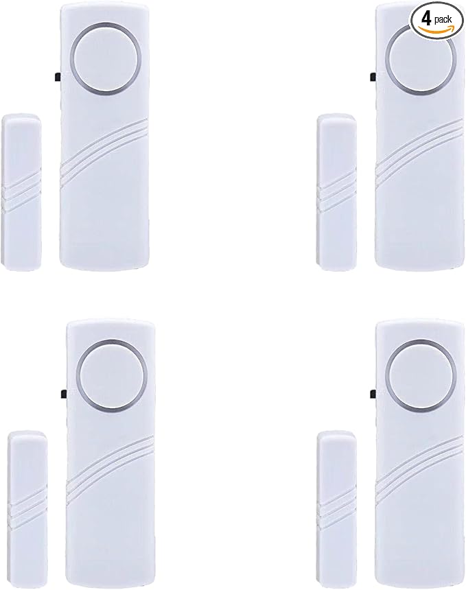 4 Pack Window Door Alarm, Door Sensor Alarm for Kids Safety, AlarmSystem for Home Security for Pool, Garage, Apartment, Dorm, RV and Office