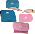 BlueHills Ultra Compact Travel Blankets Value Pack Set of 2 - Airplane Traveling Essentials Soft Flight Blanket Throw in a Portable case with Strap for Travel Gift – Peacock Teal and Pink