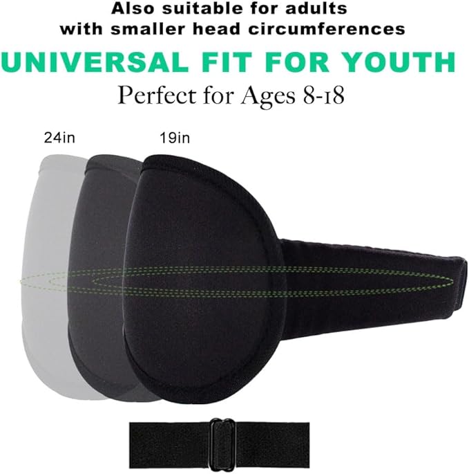 3D Sleep Mask for Kids & Teens (8-18 Years), Zero Pressure & Blackout Eye Cover – Soft Breathable, Adjustable for Travel, Night Use & Deep Sleep Black