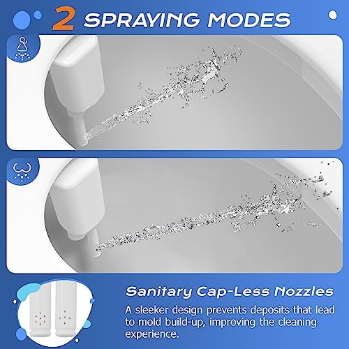 SAMODRA Ultra-Slim Hygienic Bidets Attachment for Existing Toilets - Adjustable Fresh Water Pressure Dual Nozzle (Frontal & Rear Wash) Easy to Install, Silver