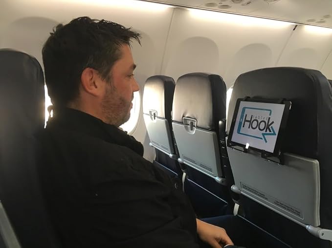 TabletHookz v3. Tablet/iPad Holder for The Plane Train and car. Hands-Free. Mount Your Device securely at Eye Level. Create Your own Inflight Entertainment While Keeping Your Device Safe and Secure.