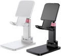 Phone Holder for Desk Cell Phone Holder Height Angle Adjustable Stands, Anti-Slip Base, Compact Design for iPhone Android Devices,White&Black,2Pack
