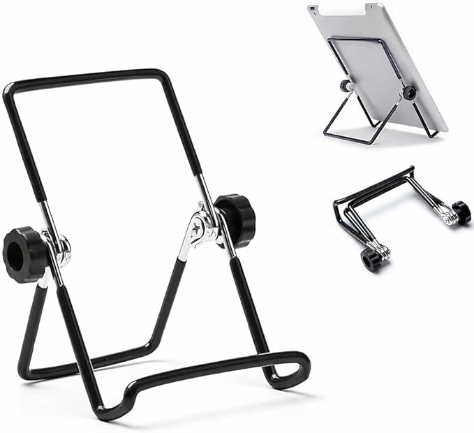 Mizi Adjustable Tablet Stand Holder – Foldable Non-Slip Desk Cradle for 9–12.9" Tablets, iPad, Samsung Galaxy Tab, Kindle Fire & More – Multi-Angle Display Stand for Tablets, Photos & Frames – Black