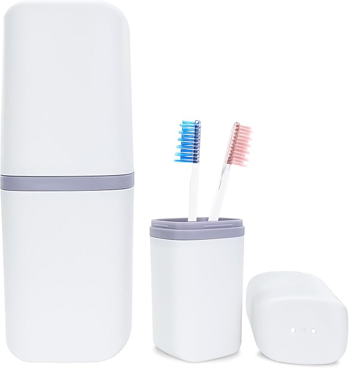 SietDESEO Toothbrush Travel Case Portable Travel Toothbrush Holder Toothbrush and Toothpaste Travel Case for Camping Business School Trip Home Toothbrush Travel Containers(White)
