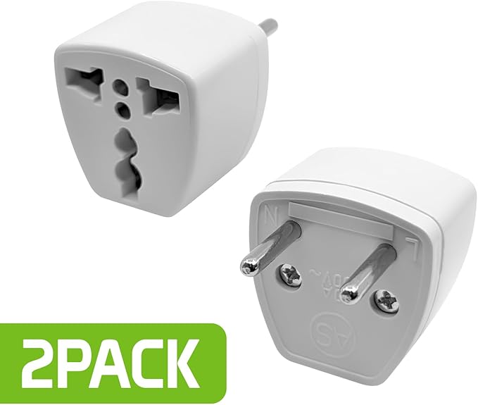 Cellet Universal Travel Adapter: Seamless Plug Conversion for International Travelers AC Wall Power Adapter to Convert, Europe & Asia to US Plug (2PACK) (Type-C (Europe & Asia))