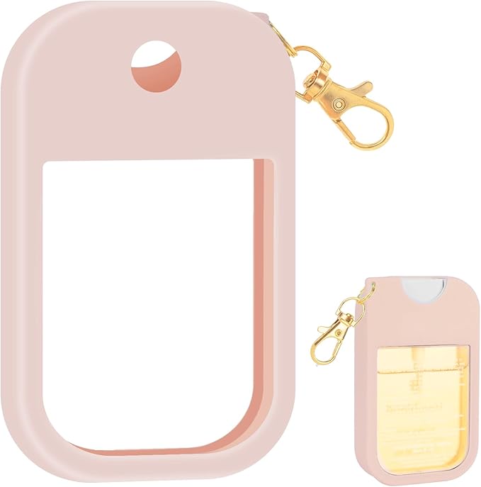 Hand Sanitizer Spray Case Compatible with Touchland, Silicone Hand Sanitizer Case Holder with Keychain for Power Mist and Glow Mist 1 fl oz, (Blush Beige)