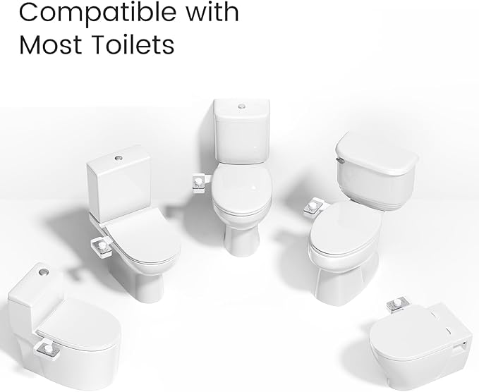 Bidet Attachment for Toilet, Ultra-Slim, Self Cleaning, Dual Nozzle, Feminine & Posterior Wash, Fresh Cold Water Sprayer, for Existing Toilets Seat, Baday Beday Badette Bedette, Silver