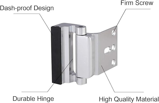 2 Pack Door Reinforcement Security Locks with 8 Screws, Childproof Night Lock Withstands 800 Lbs - Silver