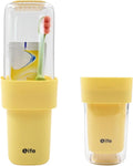 Travel Toothbrush Holder, Covered Toothbrush Cup Holders, Toothbrush and Toothpaste Travel Case, Toothbrush Storage Organizer Container for Traveling Bathroom (Yellow)