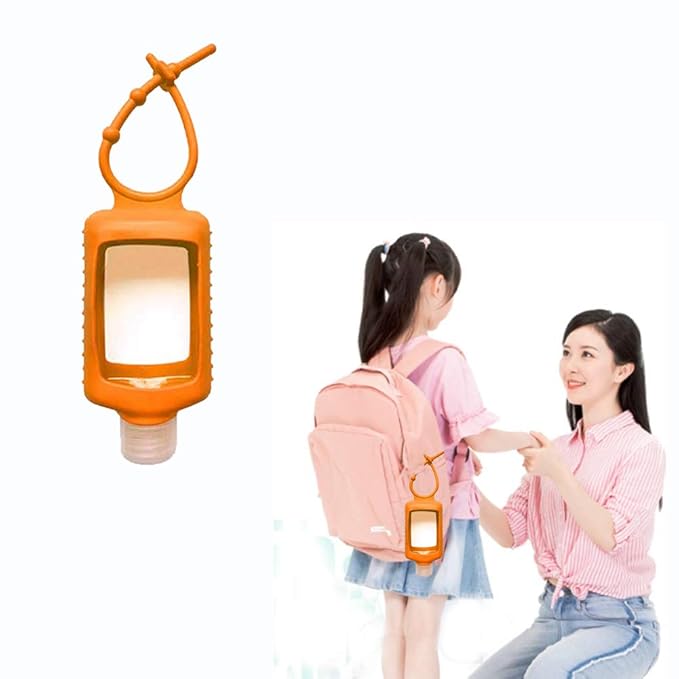 MEMOVAN Travel Plastic Clear Bottles with Silicone Sleeve 6 Pack, Pocket Hand Sanitizer Bottle Refillable Bottle with Keychain Holder, 2oz/60ml Leakproof Empty Squeeze Container Flip Cap, Random Color