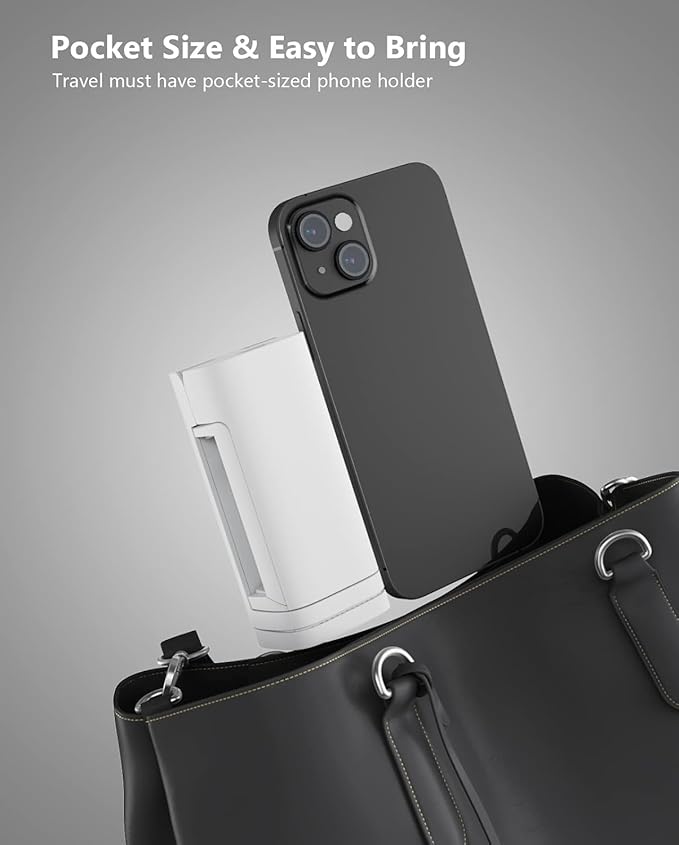 Airplane Travel Essentials Phone Holder, Universal Handsfree Phone Mount for Flying with 360 Degree Rotation, Accessory for Airplane, Travel Must Haves Phone Stand for Desk (White)