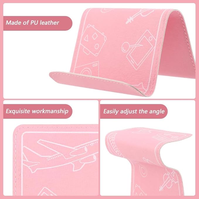 Airplane Phone Holder, Flexible Flight Cell Phone Holder and Flexible Tablet Stand Airplane Travel Essential Accessories for Most Smartphones, Tablets(Pink)