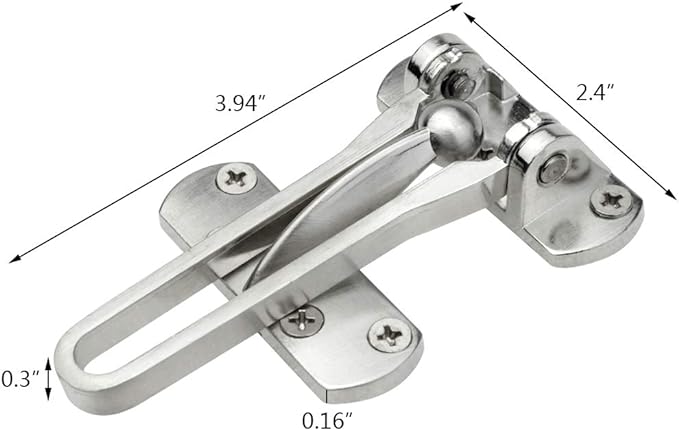Topbuti Home Security Door Lock, 2 Pack Latch Guard Clasp Front Door Locks for Kids, Home Reinforcement Lock for Swing-in Doors, Hotel Door Latches, Thicken Solid Aluminium Alloy, Satin Nickel