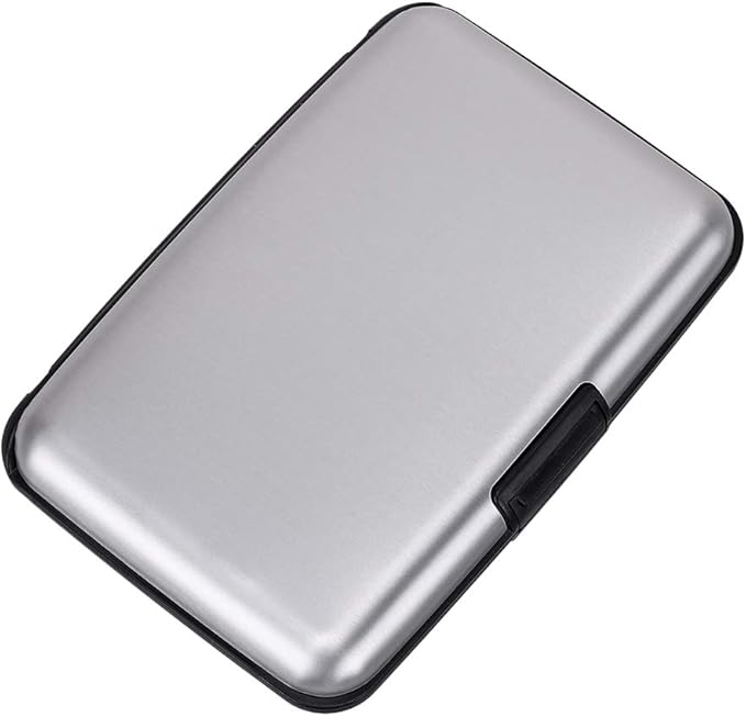 ELFISH RFID Blocking Credit Card Protector Aluminum ID Case Hard Shell Business Card Holders Metal Wallet for Men or Women (silver)