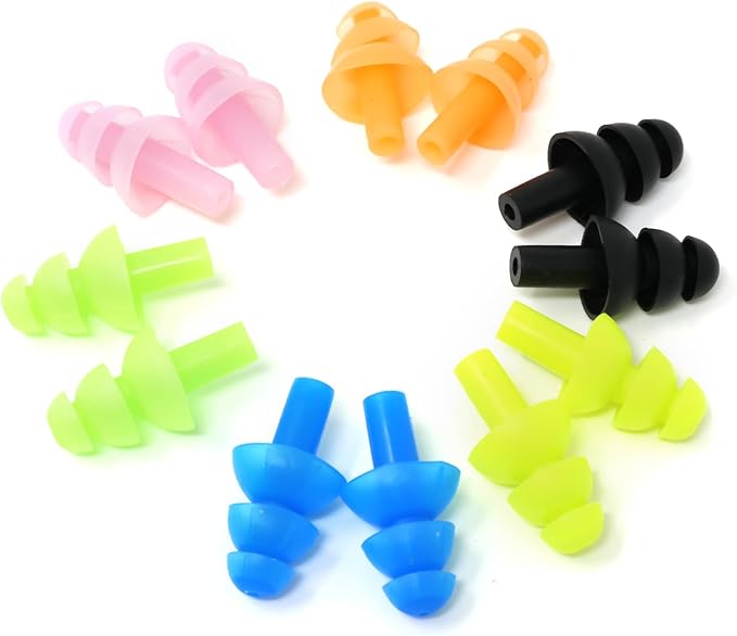 Honbay 6Pairs Reusable Silicone Swimming Earplugs Soft and Flexible Ear Plugs for Swimming, Learning, Hearing Protection, Concerts, Airplanes, Shooting, etc
