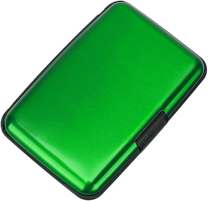 ELFISH RFID Blocking Credit Card Protector Aluminum ID Case Hard Shell Business Card Holders Metal Wallet for Men or Women (green)