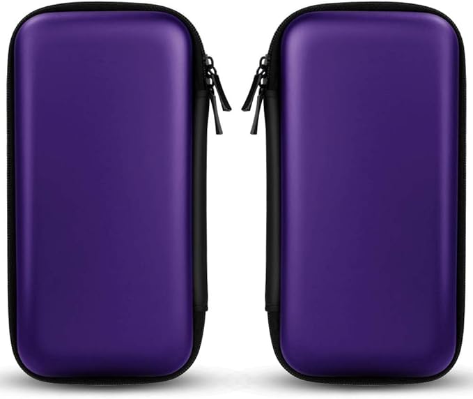iMangoo Travel Essential Electronics Organizer Pouch Charger Case, Shockproof Dual Zipper Power Bank Cables Tech Accessories Purse, Men & Women Travel Must Have Storage Bag, 6.5x3.2x1 inch Purple