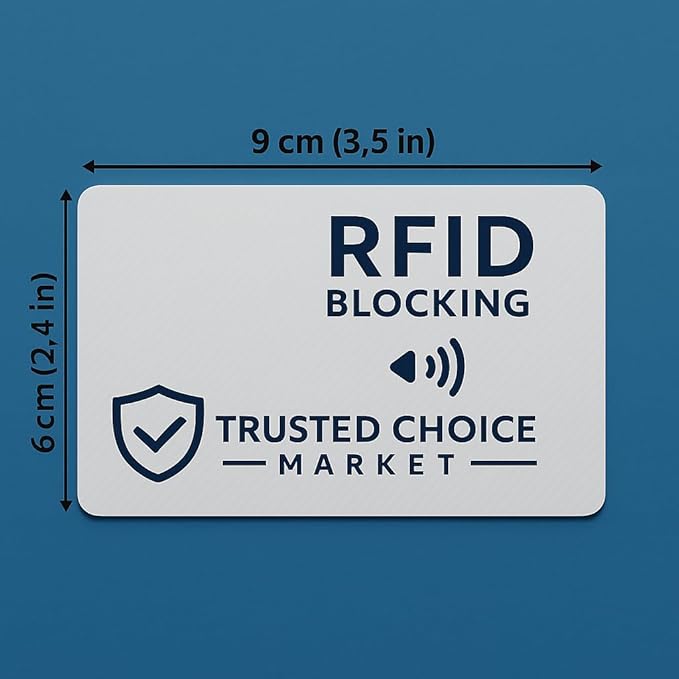 RFID Blocking Cards 6-Pack – NFC Contactless Protection for Credit, Debit, ID, ATM Cards & Passport – Slim Anti-Theft Card Blocker for Wallet & Purse (Grey)