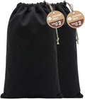 LFH Cotton Rich Shoe Storage Bags with Drawstring, Dustproof Breathable Reusable Organizer, Perfect For Travel, Dorm, Hotel, College, Gym, Machine Washable 8"x17" (Pack of 2) - Black sand