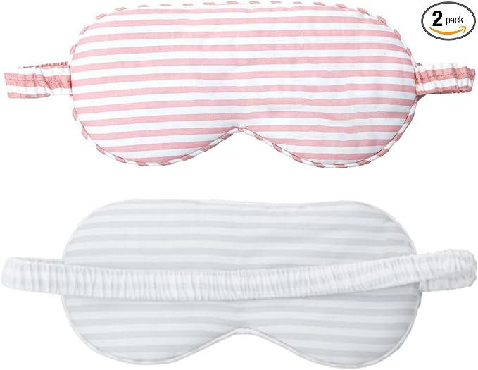 HBHLFZ Sleep Mask 2 Pack - Bamboo Viscose Fiber Sleeping Eye Mask - with Elastic Band/Headband - Comfort Sleeping Shade - for Nighttime Sleeping, Traveling & Napping（Light Pink，Silver）