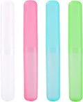 Medsuo 4pcs Plastic Toothbrush Case Travel Cover Holder Storage (Pink, Blue, Green and White)