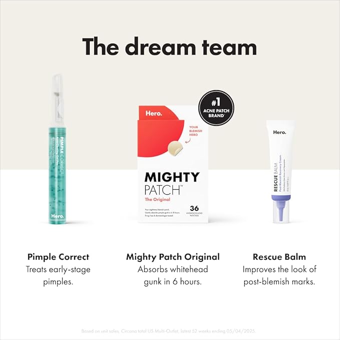Mighty Patch Original Patch from Hero Cosmetics - #1 Hydrocolloid Acne Pimple Patches for Face, Shrinking Zits & Whiteheads in 1 Use, Nighttime Spot Pimple Stickers for Face, 75 Count (Pack of 2)