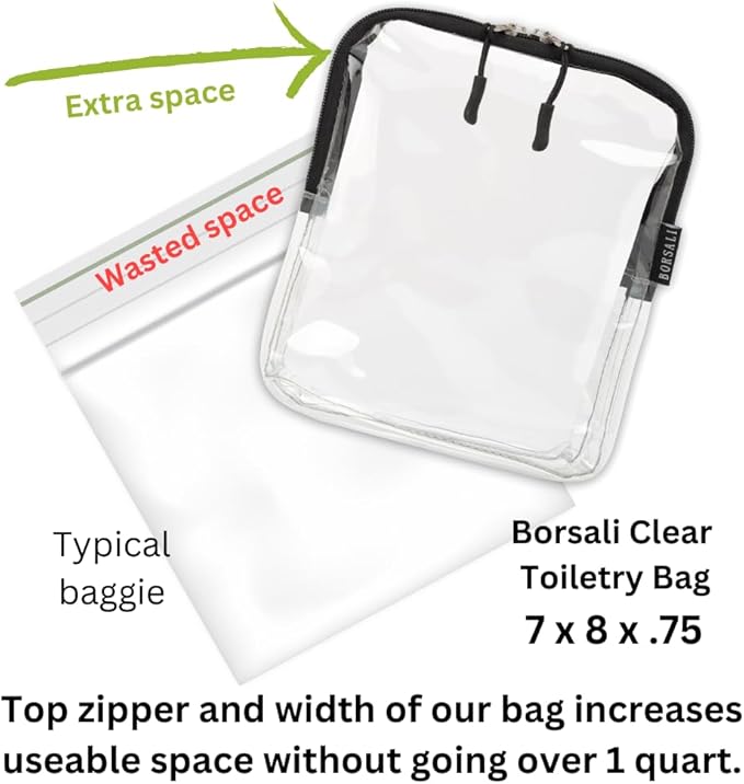 BORSALI Two TSA Approved Toiletry & Cosmetic Bags & Paper Soap (Case with 50 Sheets)