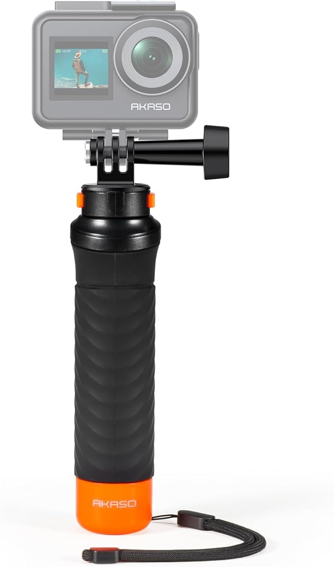 AKASO Waterproof Floating Hand Grip Action Camera Accessories for Gopro Hero 13/12/11/10/ 9/Max/DJI Osmo Action EK7000/Brave 4/Brave 7 LE/Brave 7 Action Camera Handle Mountfor Water Sports