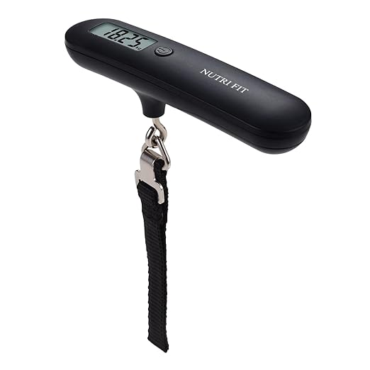 NUTRI FIT Luggage Scale Travel Digital Suitcase Weight Scale Portable Bag Weighing Scale Baggage Weigher, LCD Display 110lb/50kg Electronic Handheld Balance for Packages Airplane Travel Essentials