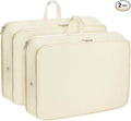 Compression Packing Cubes for Travel Essentials, 2pc Expandable Travel Cubes for Packing Bags Suitcase Organizer, Beige